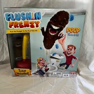 Flushin' Frenzy Mattel Games 2018 Kids Game Family Game Poop Plunger Toilet New